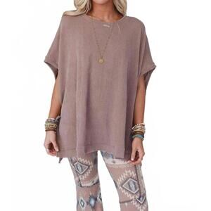 NEW THREE BIRD NEST moon glow textured knit top in acorn